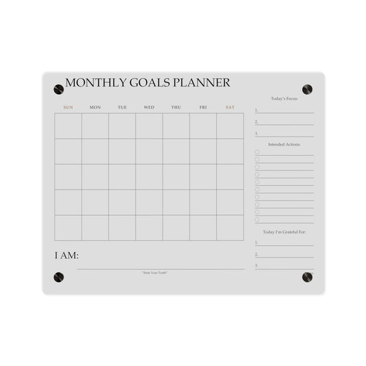 Monthly Goals Acrylic Wall Planner — Minimal Intentional Planning Board