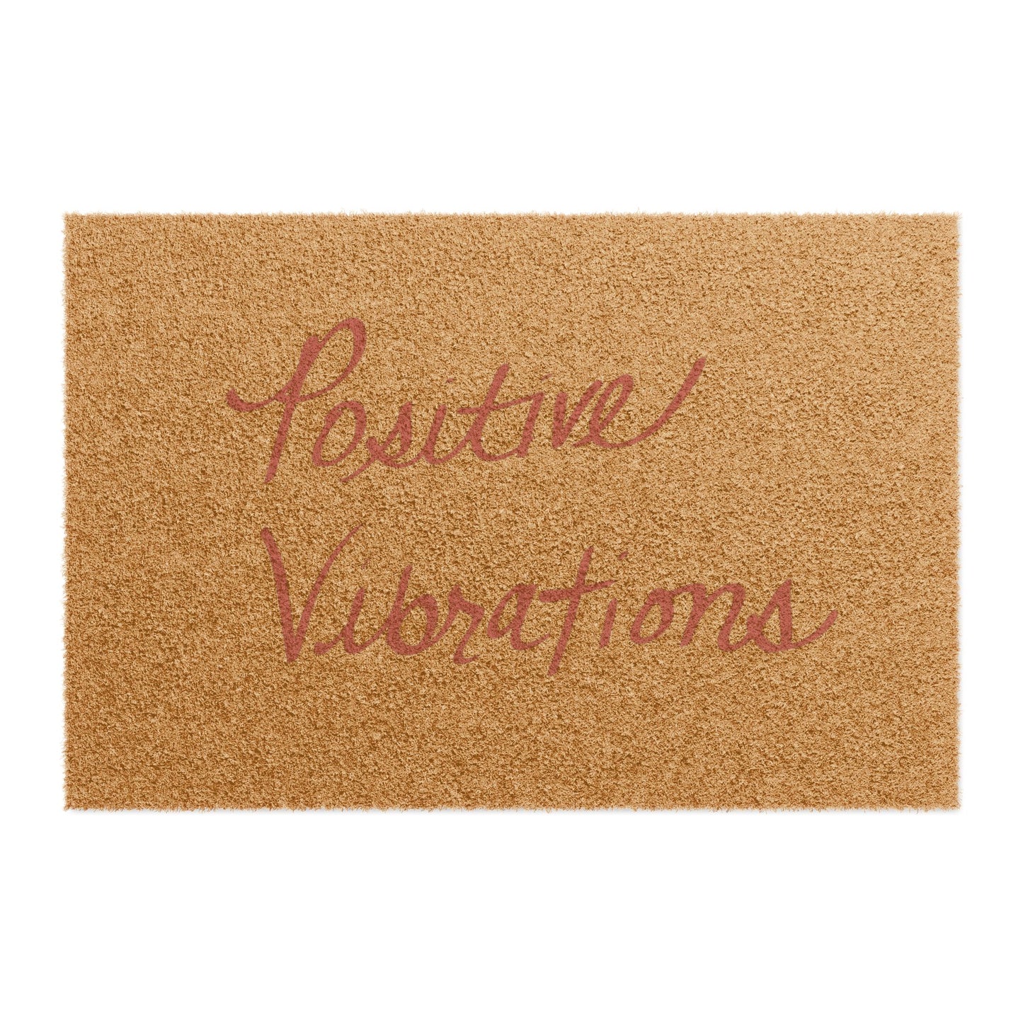 “Positive Vibrations” Natural Coir Doormat – Red Script