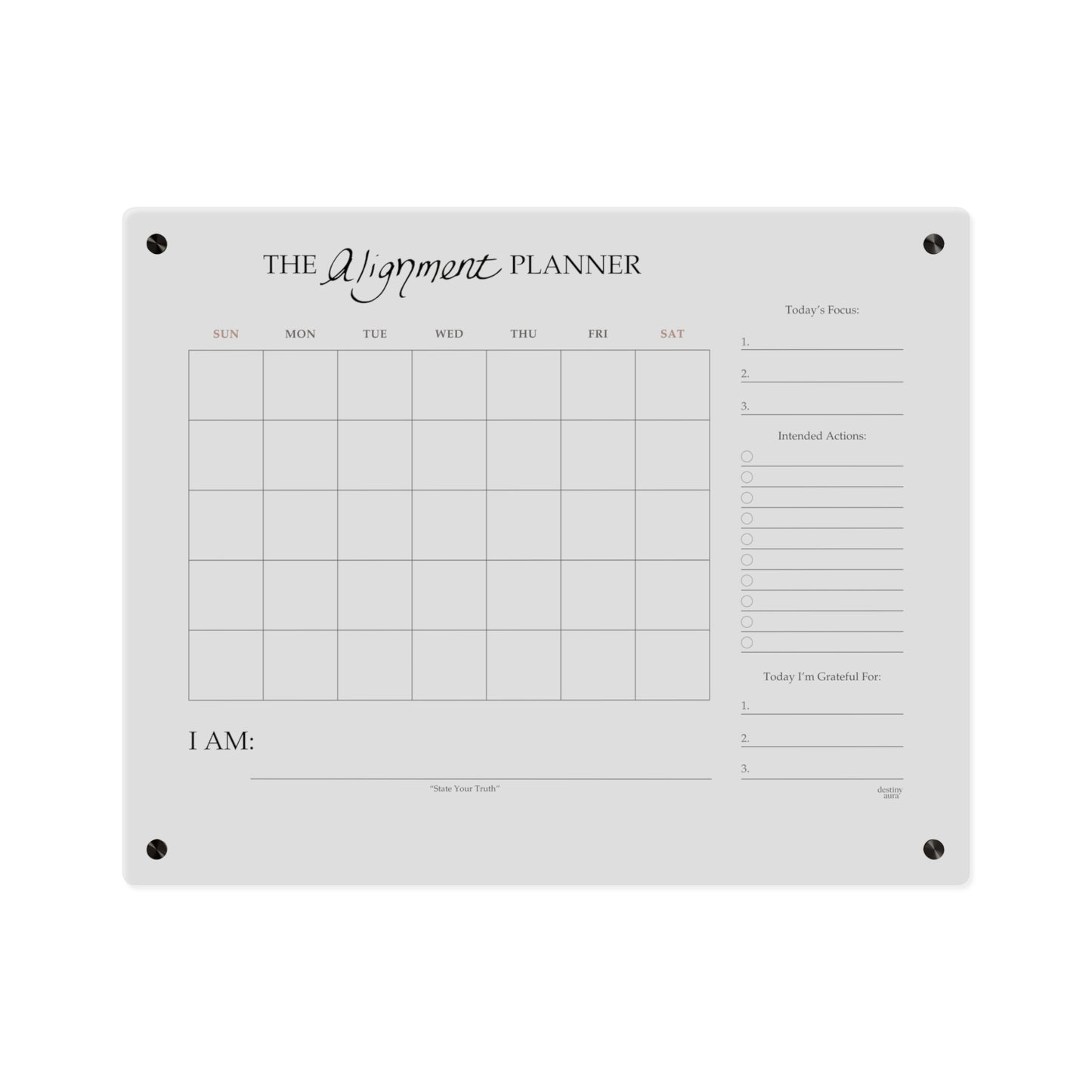 The “Alignment” Acrylic Wall Planner — Intentional Monthly Calendar