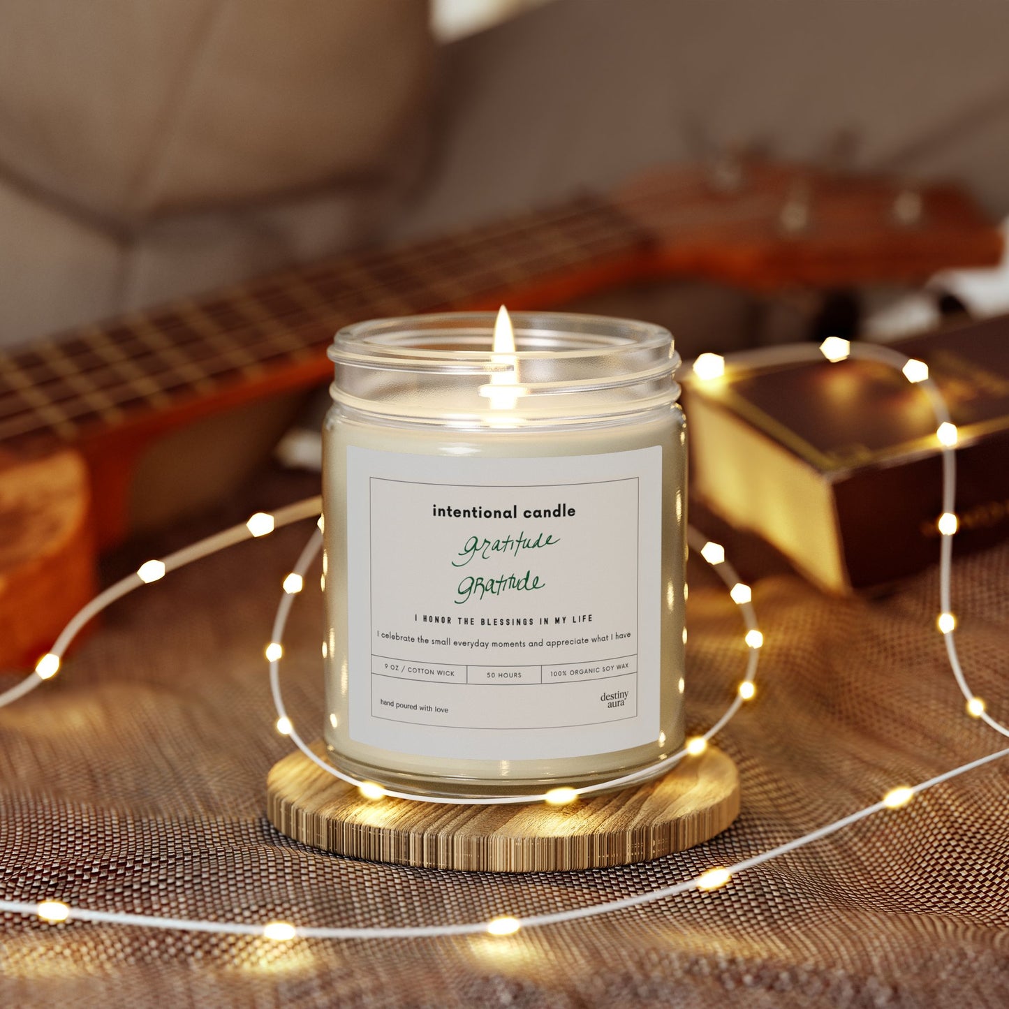 Gratitude Intentional Candle – Coconut Wax | Amber or Clear Vessel