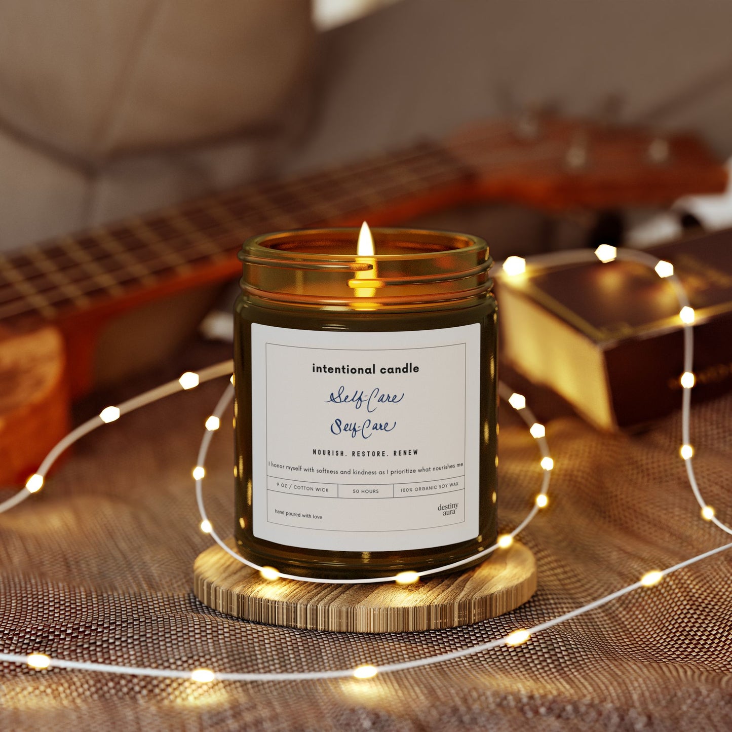 Self Care Intentional Candle – Coconut Wax | Amber or Clear Vessel