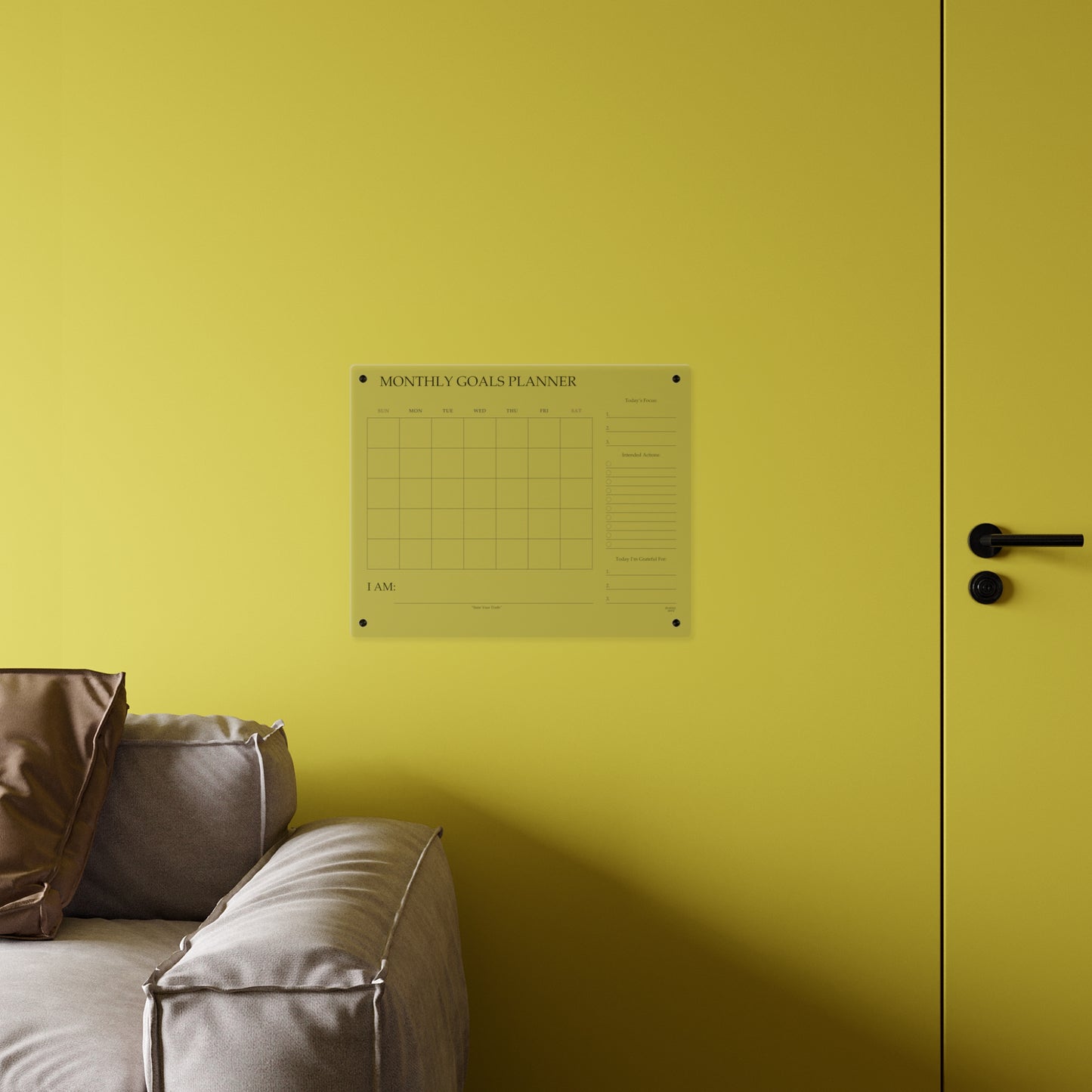 Monthly Goals Acrylic Wall Planner — Minimal Intentional Planning Board