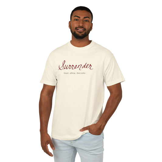 Surrender Garment-Dyed Tee – Minimalist Inspirational Cotton T‑Shirt
