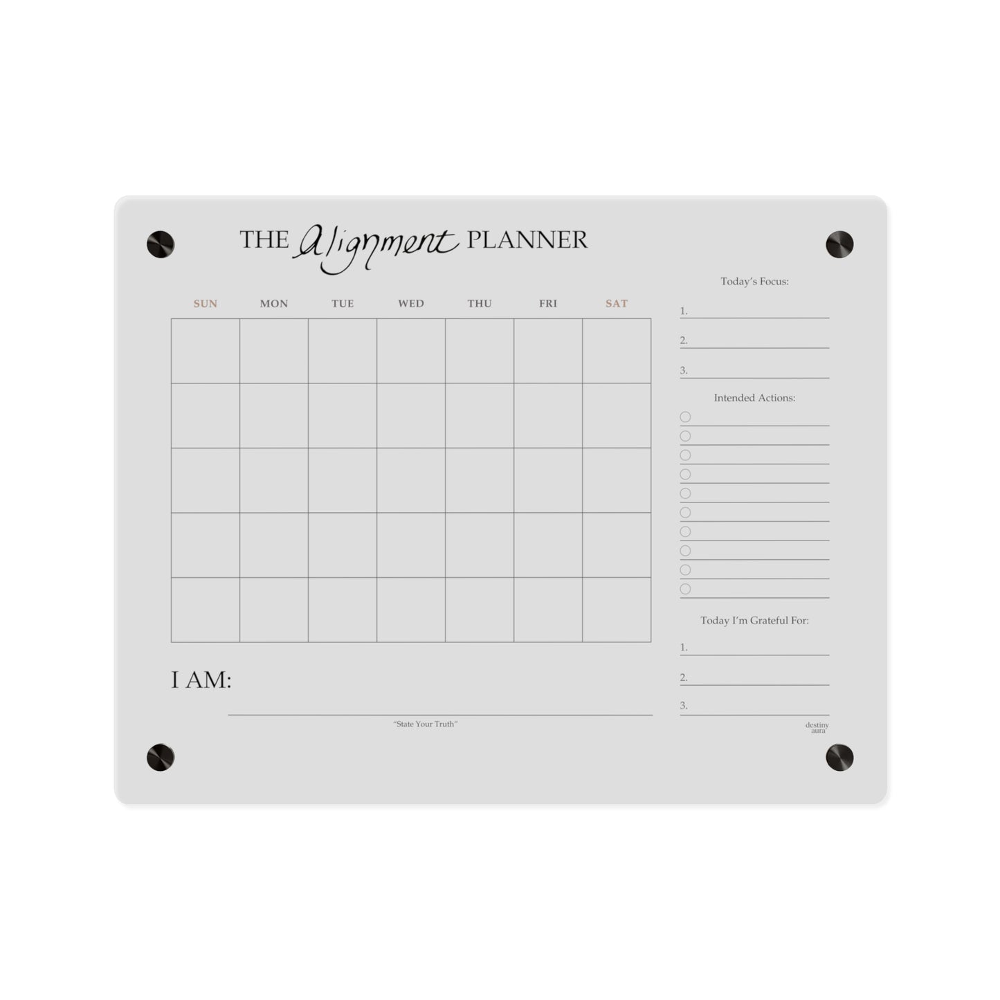 The “Alignment” Acrylic Wall Planner — Intentional Monthly Calendar