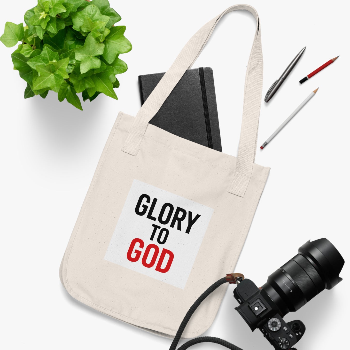 매일 필수품을 위한 Glory to God 오가닉 캔버스 토트백! 