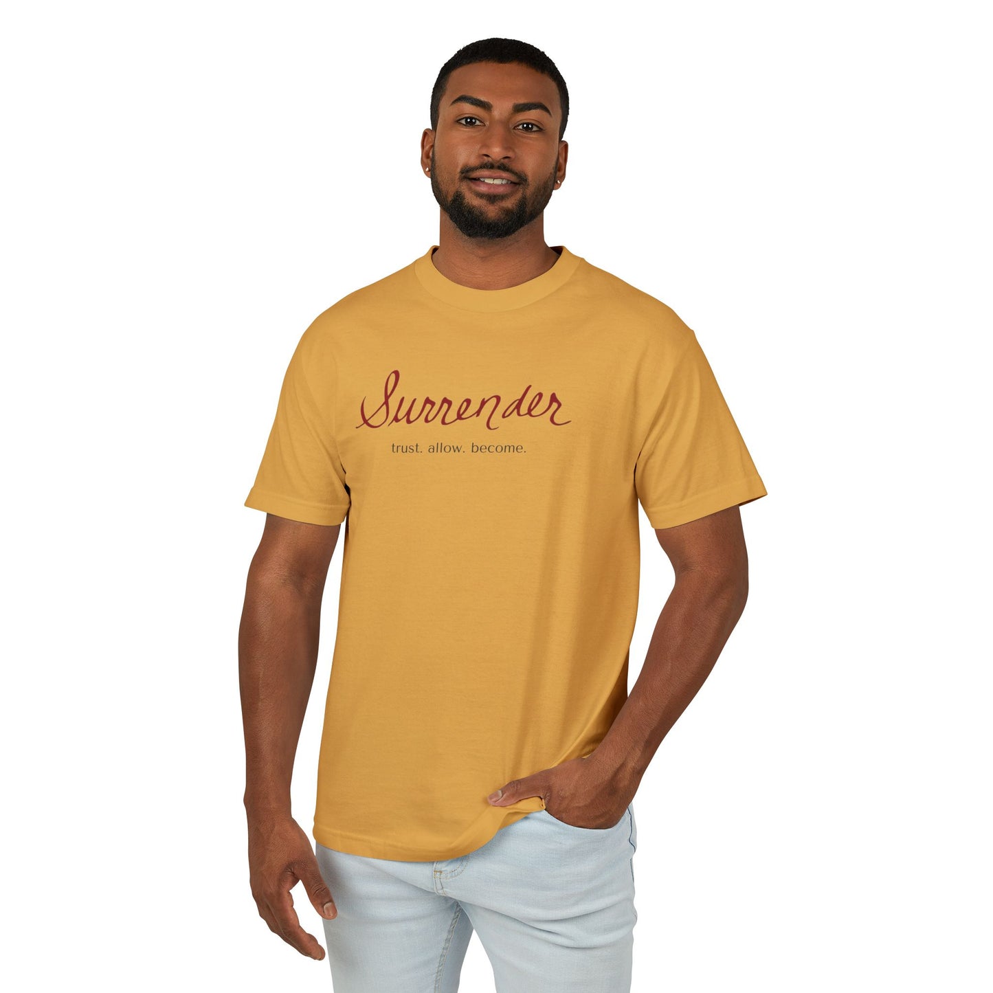 Surrender Garment-Dyed Tee – Minimalist Inspirational Cotton T‑Shirt