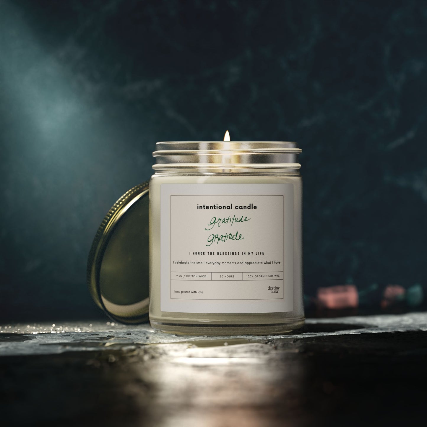 Gratitude Intentional Candle – Coconut Wax | Amber or Clear Vessel